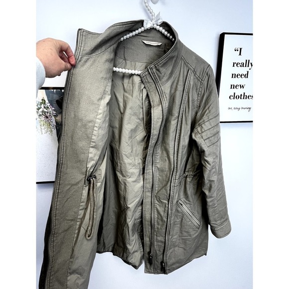 Soft Surroundings Cotton/Linen Green Moto Jacket SZ S - Picture 8 of 10